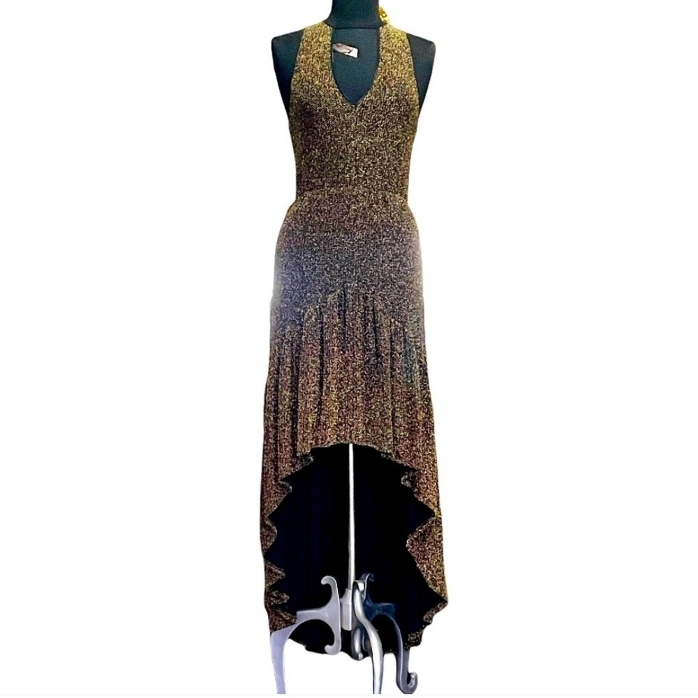NWT UO Ecote Gold Shimmer High-Low Dress